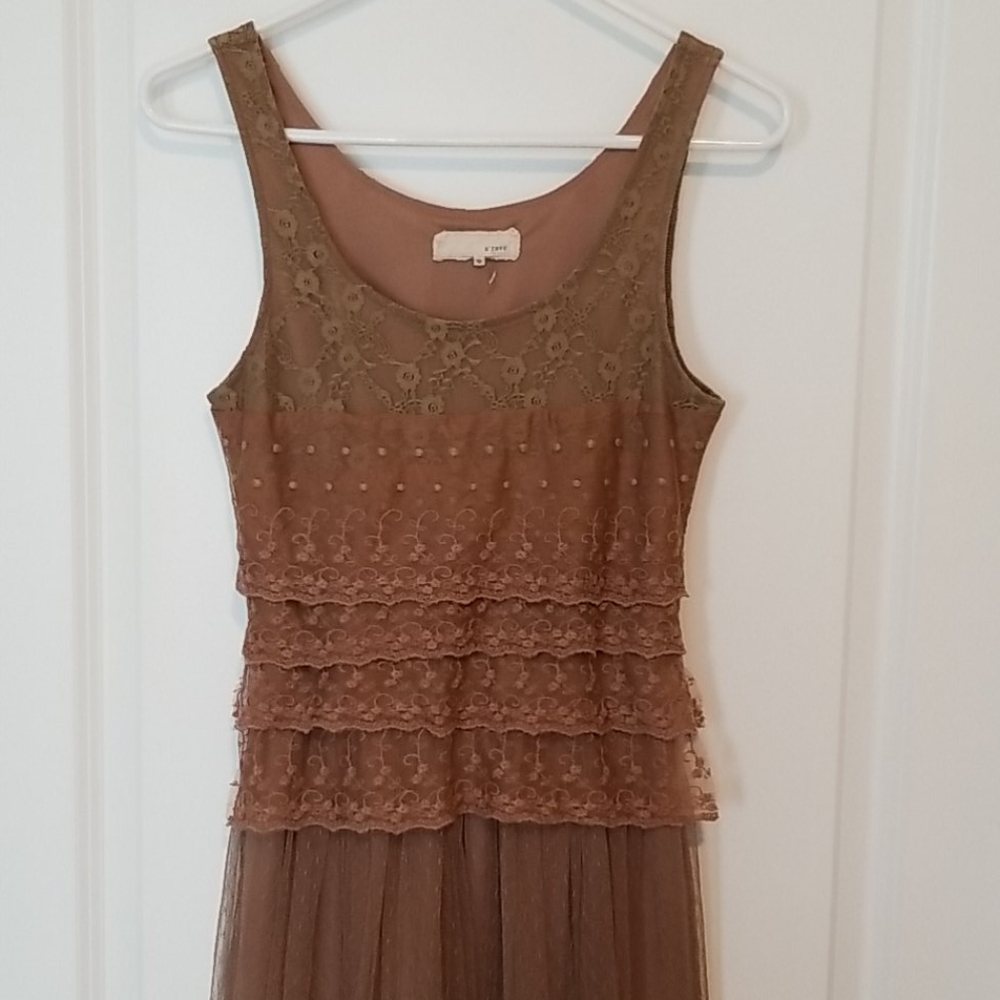 A'Reve brown lace and tulle dress